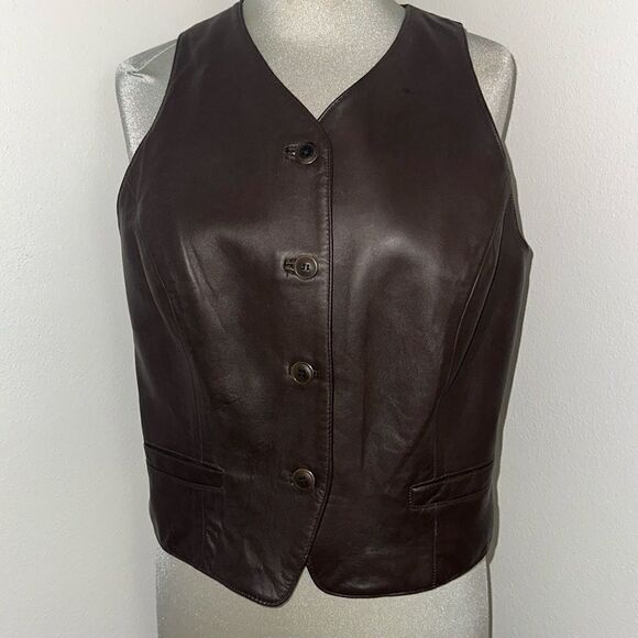 Lillie Rubin Gruppo Americano made in USA brown leather vest small s - Picture 1 of 8